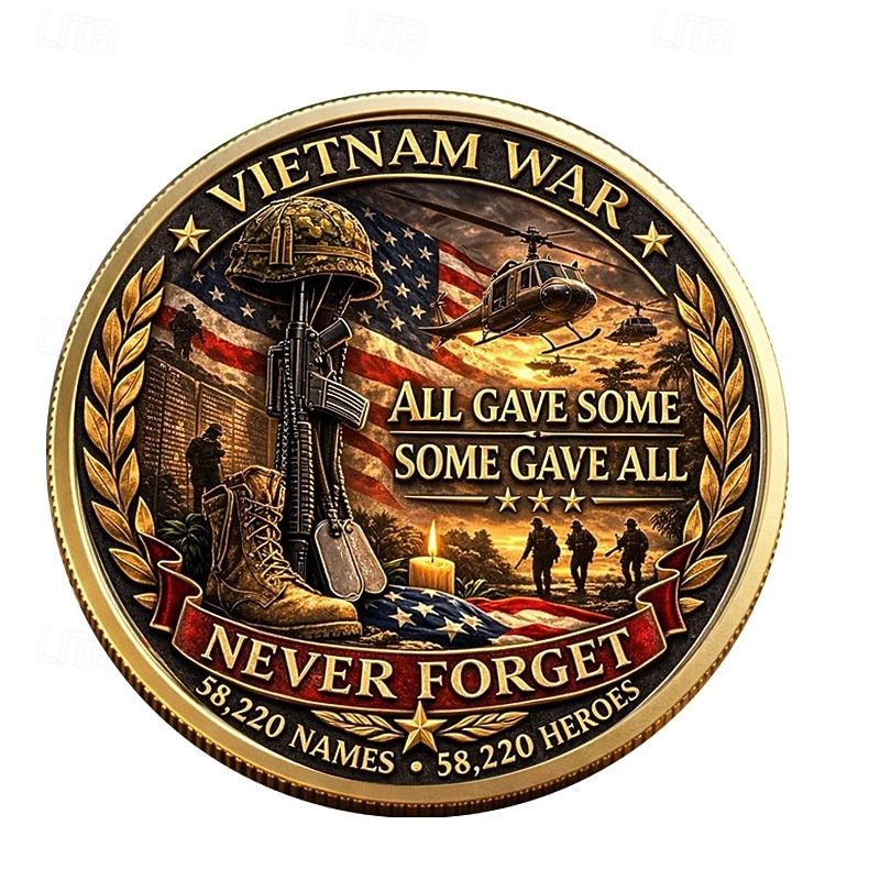 Vietnam Veterans Commemorative Coin, Patriotic Collectible Challenge Coin Honoring Service & Sacrifice, All Gave Some Some Gave All Design with Soldier & Flag, Durable Metal Souvenir for Display 2026 - $19.99 –P3