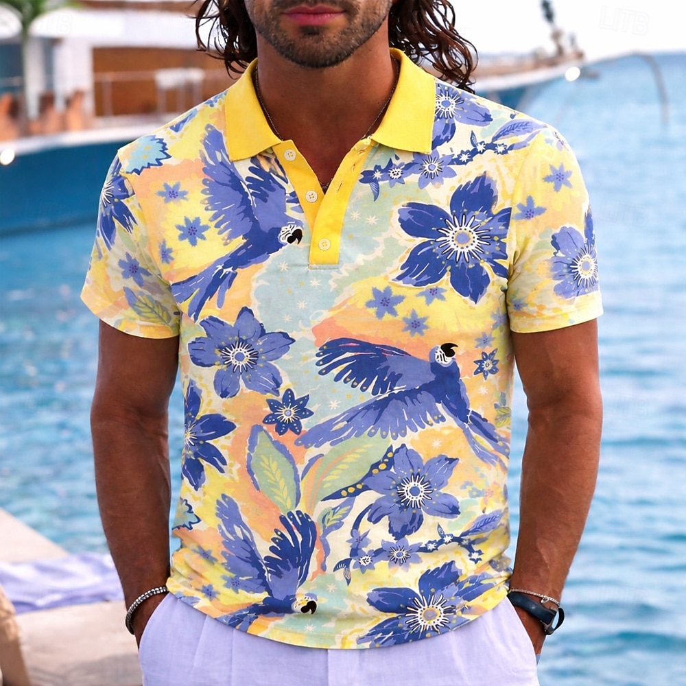 Herren Tiermotiv Hawaiianische Polohemden Kurzarm Polo-Shirts Revers Resort Athleisure Urlaubskleidung 3D-Druck Knöpfe Frühling & Sommer Blau Gelb Rosa 2026 - $21.99 –P3