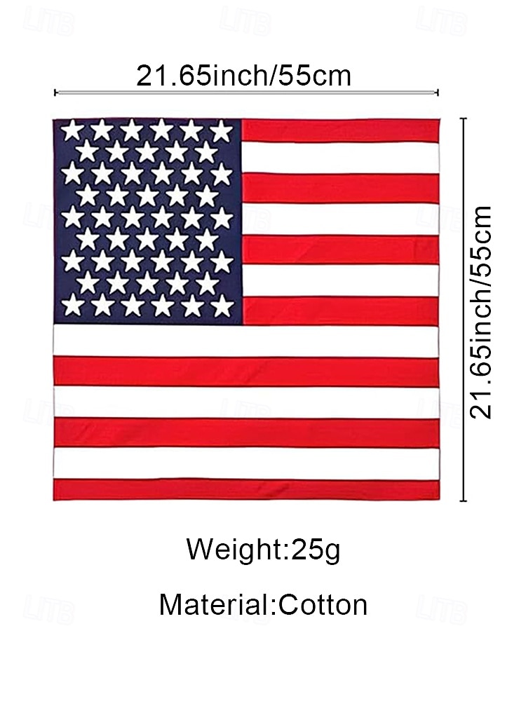 Women's Bohemian Cotton American Flag 2-Piece Bandana Set, Versatile Headscarf and Neck Gaiter for USA 250th Anniversary, Independence Day, Festivals and Everyday Casual Wear 2026 - $9.99 –P14