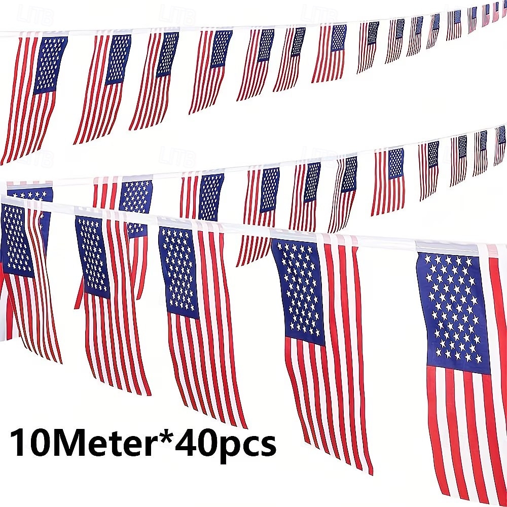 40 amerických vlajek, bannery s americkou vlajkou, dekorace na 4. července, slavnostní dekorace, dekorace na párty, venkovní dekorace, dekorace na Den nezávislosti, bannery s americkými vlajkami ke 2026 - $15.99 –P1