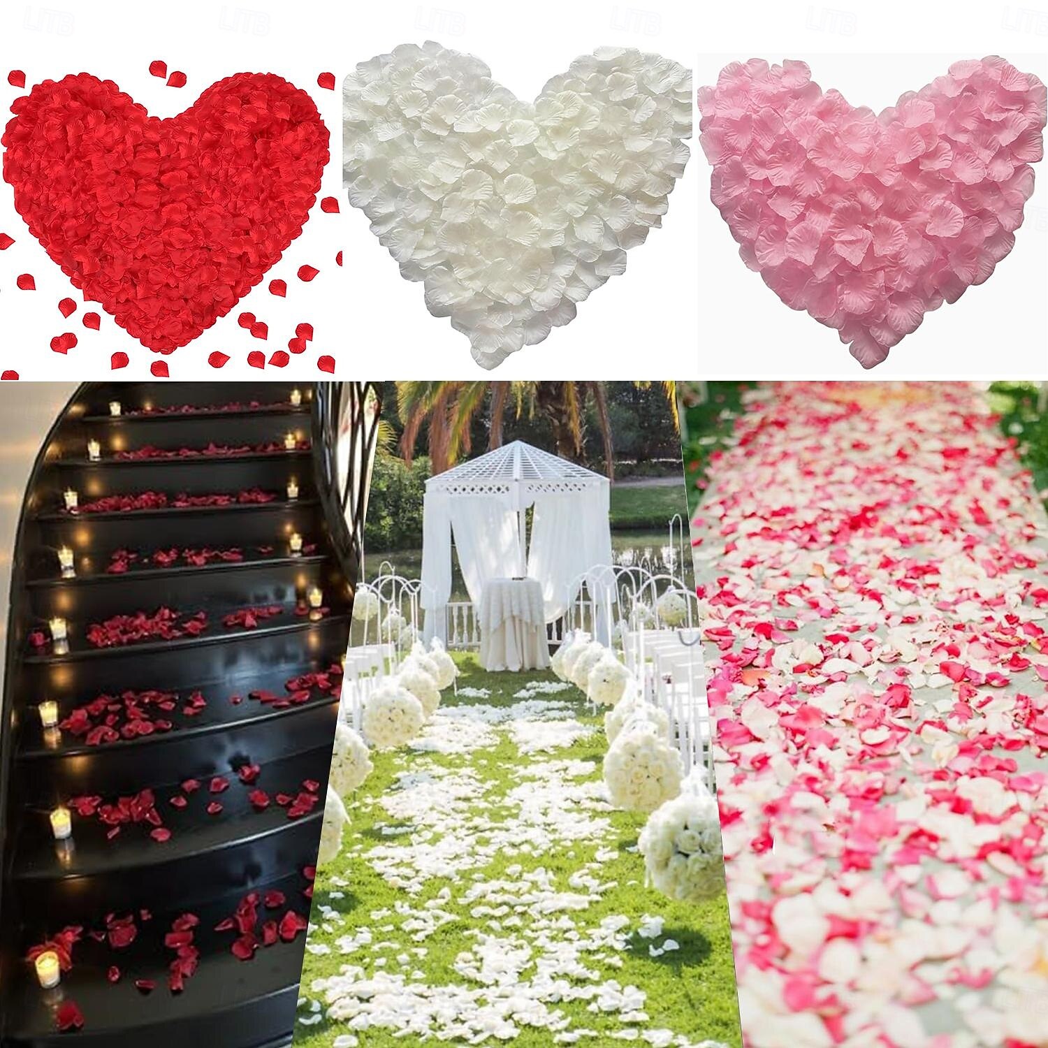 999 piezas de pétalos de rosa románticos de tela no tejida para bodas, graduaciones, fiestas, cumpleaños, noches románticas especiales, pedidas de mano, rojo, blanco, rosa, morado, azul 2026 - $9.99 –P2