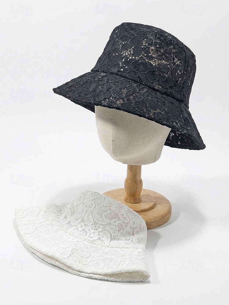 Dámský bohémský krajkový klobouk, prodyšný polyesterový skládací sluneční klobouk v černé a bílé barvě pro dovolenou na pláži, každodenní nošení na volný čas, cestování a letní styling. 2026 - $11.99 –P3