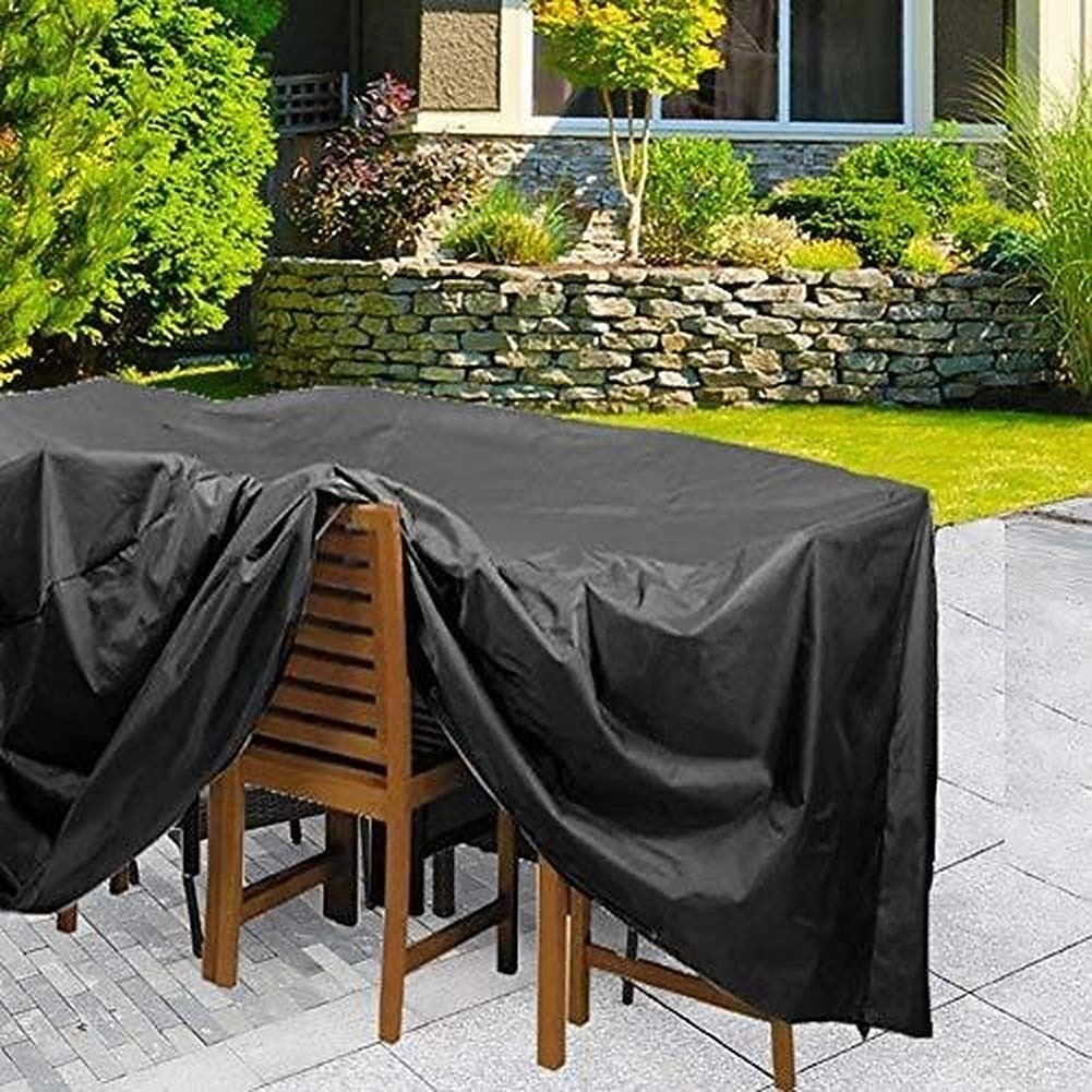 Patio Furniture Covers Black Outdoor Rectangular Square 210D Oxford Cloth Garden Table Chair Set Protective Cover with Drawstring Waterproof Dustproof UV Resistant Cover (180x150x80cm) 2026 - $20.99 –P3