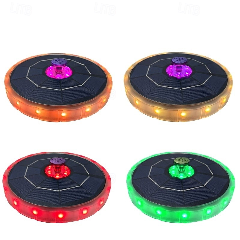 2026年 ソーラーバードバス噴水、色が変わるLEDライト &4本のドリフト防止固定ロッド &8つのノズルを備えた、鳥の水浴び場、庭、裏庭、池、魚のいる池用の改良型ソーラー噴水  コレクション – $71.99 –P2