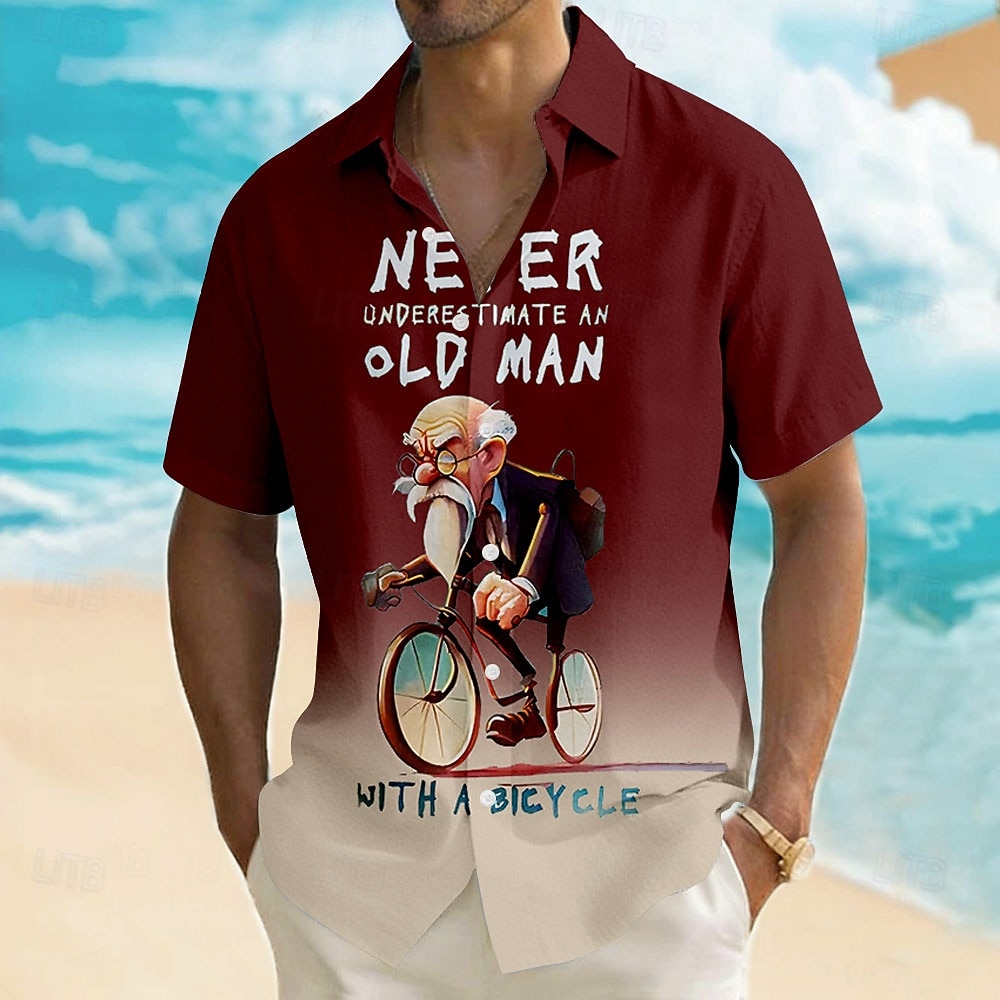 Per uomo Bicicletta Vecchio Uomo Gergo divertente Camicia Camicia Estiva Camicia con Bottoni Manica Corta Vintage Retrò All'aperto Vacanza al Mare Estate Primavera Collo ripiegato Stampa 3D Camicia del 2026 a $25.99 –P3