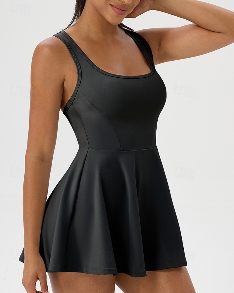 Women's Solid Colored Tennis Dress with Shorts Sports Dress Sleeveless Pocket Elastic Sweat-Wicking Breathable Tennis Golf Running Scoop Neck Dress Black White Green Tennis Clothing 2026 - $21.99 –P14