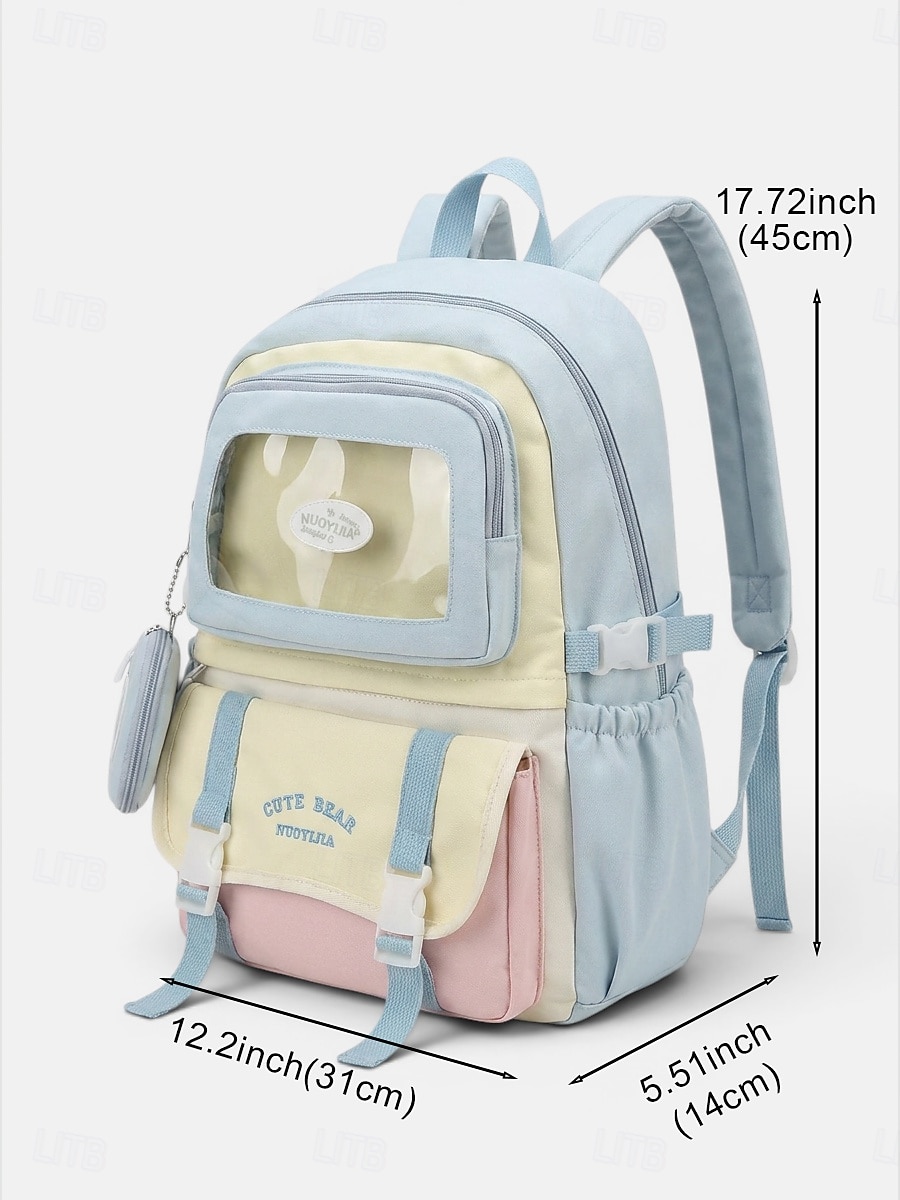 Women's Macaron Color Polyester Backpack, Large Capacity School Bag with Adjustable Straps for Middle School Girls, Back to School, Travel, Outdoor Sports 2026 - $29.99 –P9