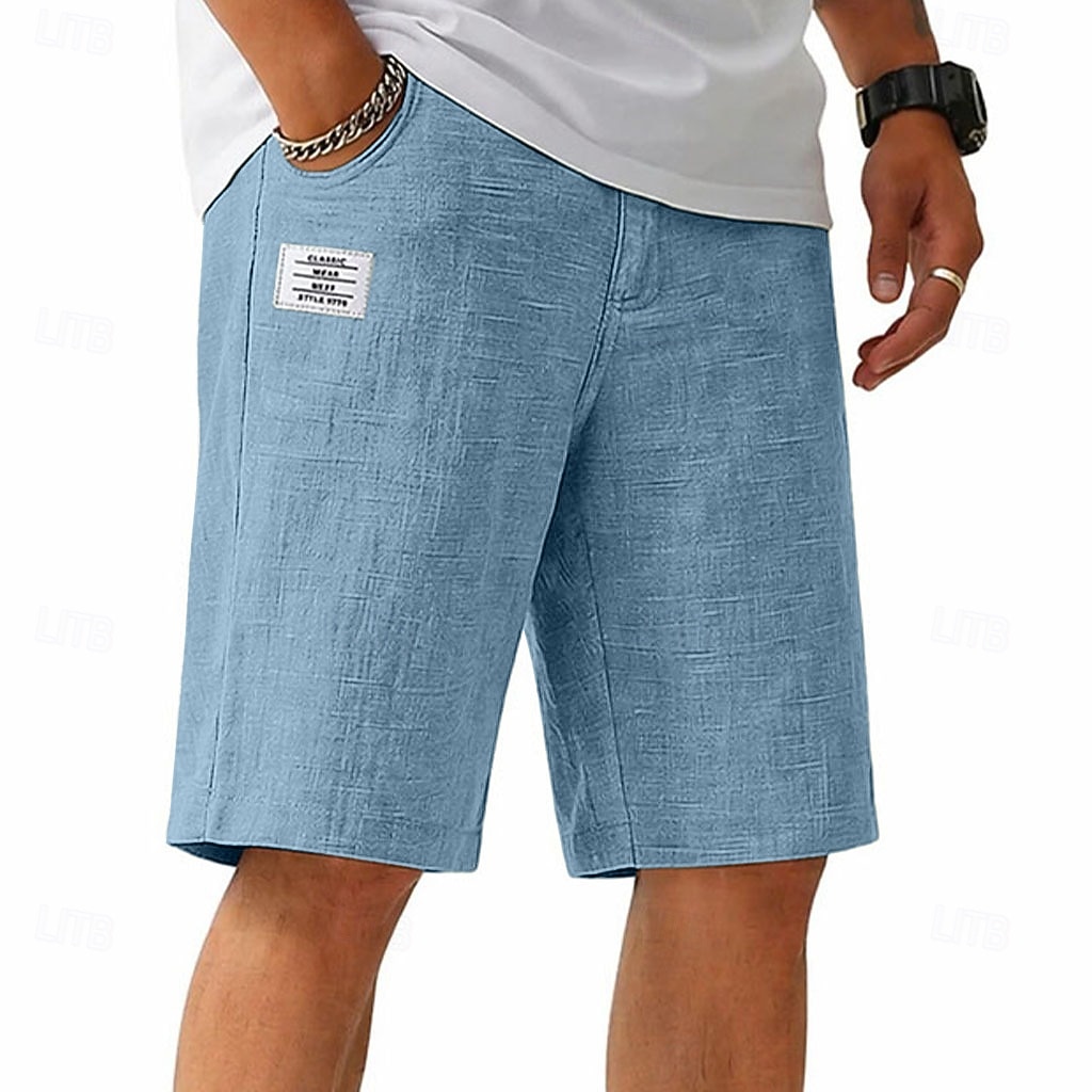 Hombre Pantalón corto Pantalones cortos de lino Pantalones cortos de verano Pantalones cortos casuales Correa Cintura elástica Plano Ligero Transpirable Longitud de la rodilla Diario Exterior Festivos 2026 - $22.99 –P7