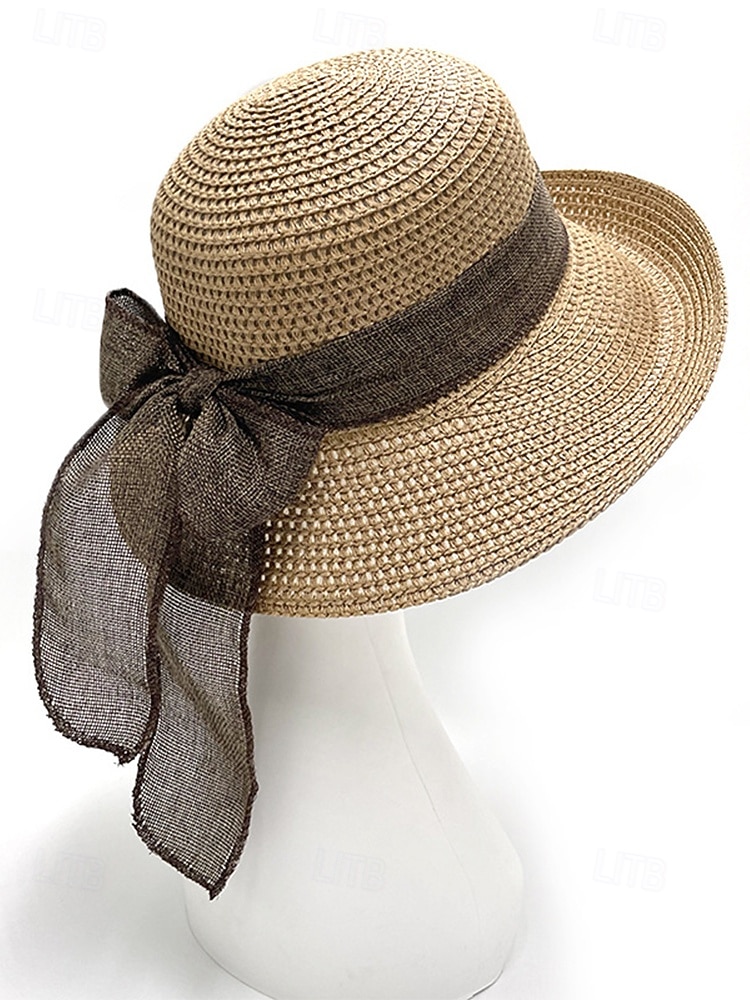 Damen-Sonnenhut im Boho-Stil, faltbarer Strohhut mit breiter Krempe und Schleife in verschiedenen Farben für Strandurlaub, Freizeit, Reisen und Sommerurlaub im Resort. 2026 - $11.99 –P8