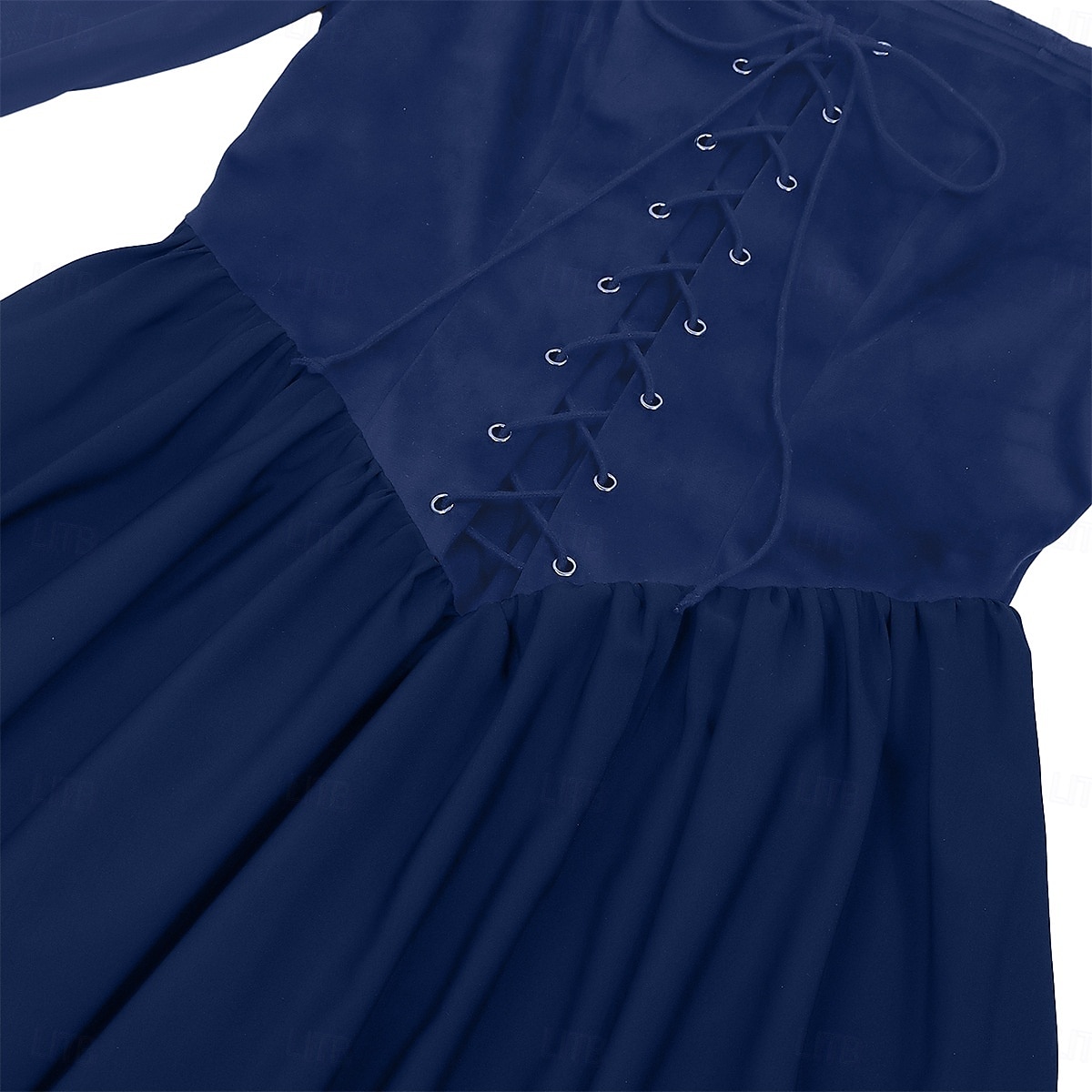 Středověké Renesanční ozdobný Po kotníky Šaty Dlouhé rukávy Víla Korzet Pevná barva Maškarní kostým Dámské Fantazie předvečer Všech svatých Karneval Plesová maškaráda Renesanční jarmark Retro 2026 - $57.99 –P8