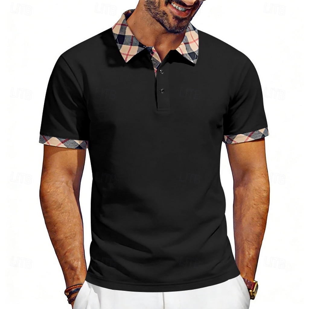 Hombre Camisetas polo Casual Negocio Diseño Manga Corta Básico Moderno Plaid Ligero Botones Verano Primavera Ajuste regular Azul Piscina Negro Blanco Rojo Azul Marino Albaricoque Camisetas polo 2026 - $21.99 –P18