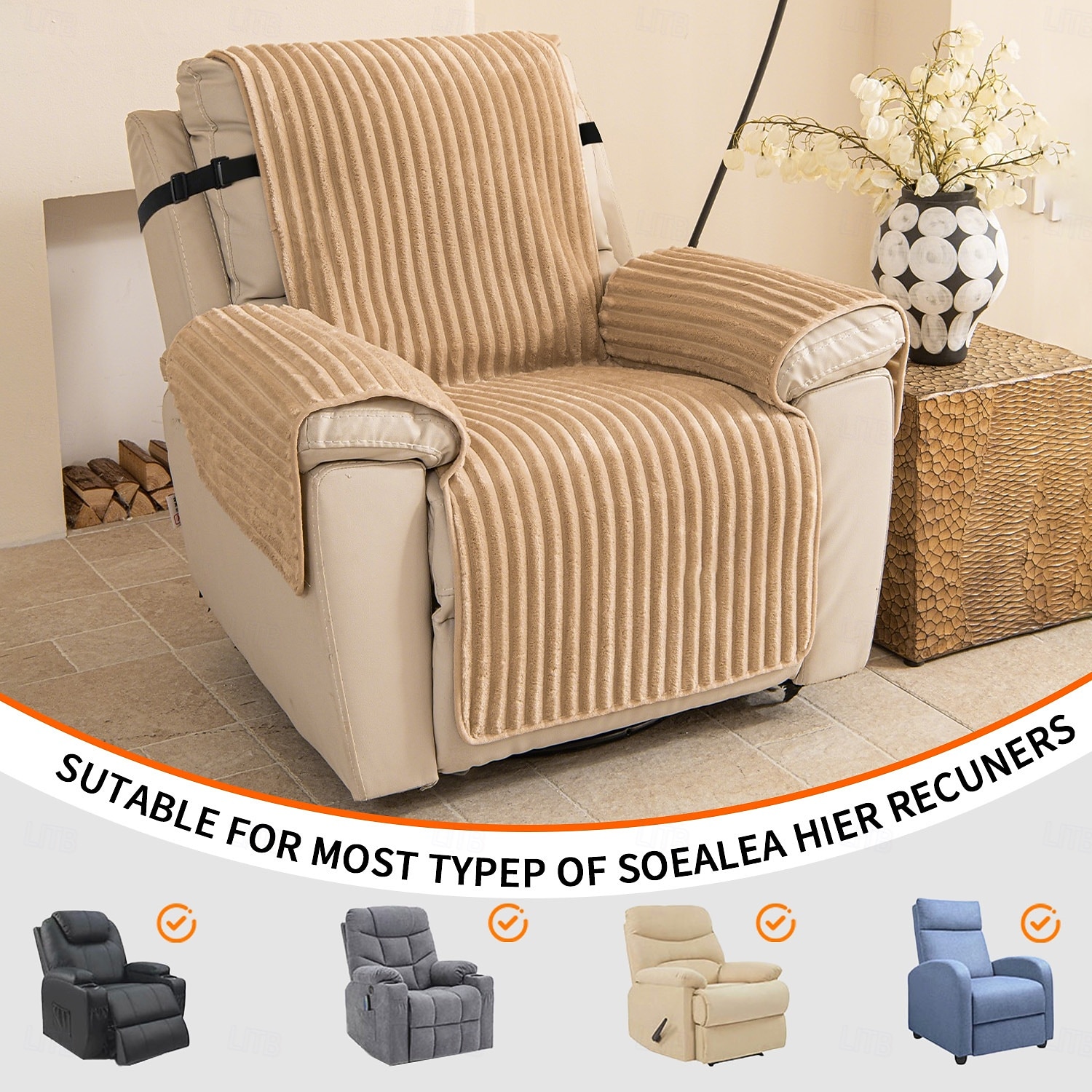 Wasserdichte Sofabezüge, rutschfeste Sofabezüge, Sesselbezüge, Einzelsitzer-Sofabezüge, Haustierfreundliche, kratzfeste und strapazierfähige Sofaüberwürfe für Hunde und Katzen, Wohnzimmerbezüge für jede Jahreszeit 2026 - $37.99 –P4