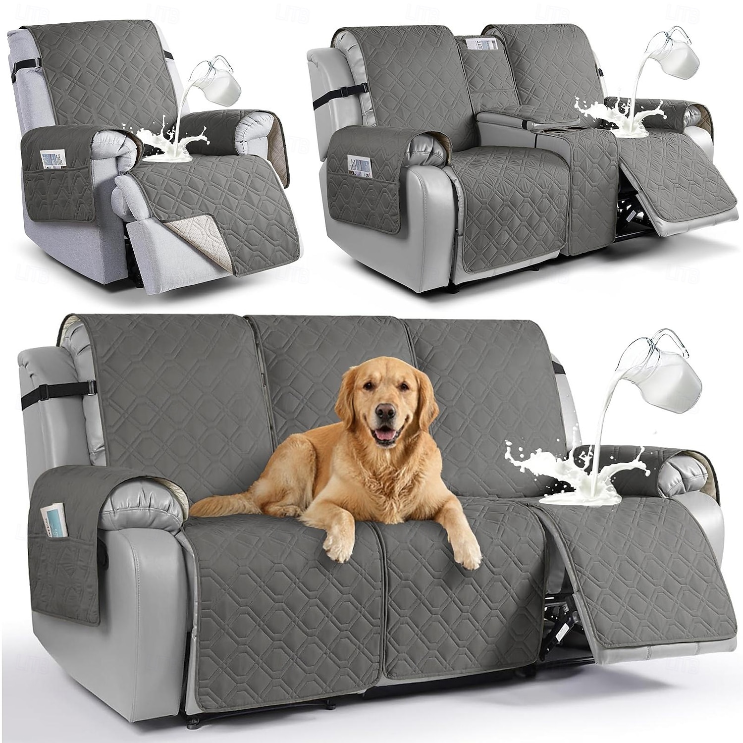 Waterproof Recliner Couch Covers for Pets, Sofa Covers  Washable Reclining Sofa Cover Non-Slip Furniture Protector with Elastic Straps Pocket for Dogs 2026 - $36.99 –P2