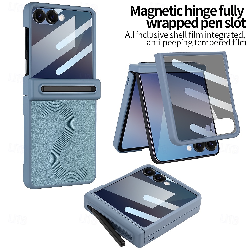 Phone Case For Samsung Galaxy Z Flip 7 Z Flip 6 Back Cover with Screen Protector PU Leather 2026 - $29.99 –P17