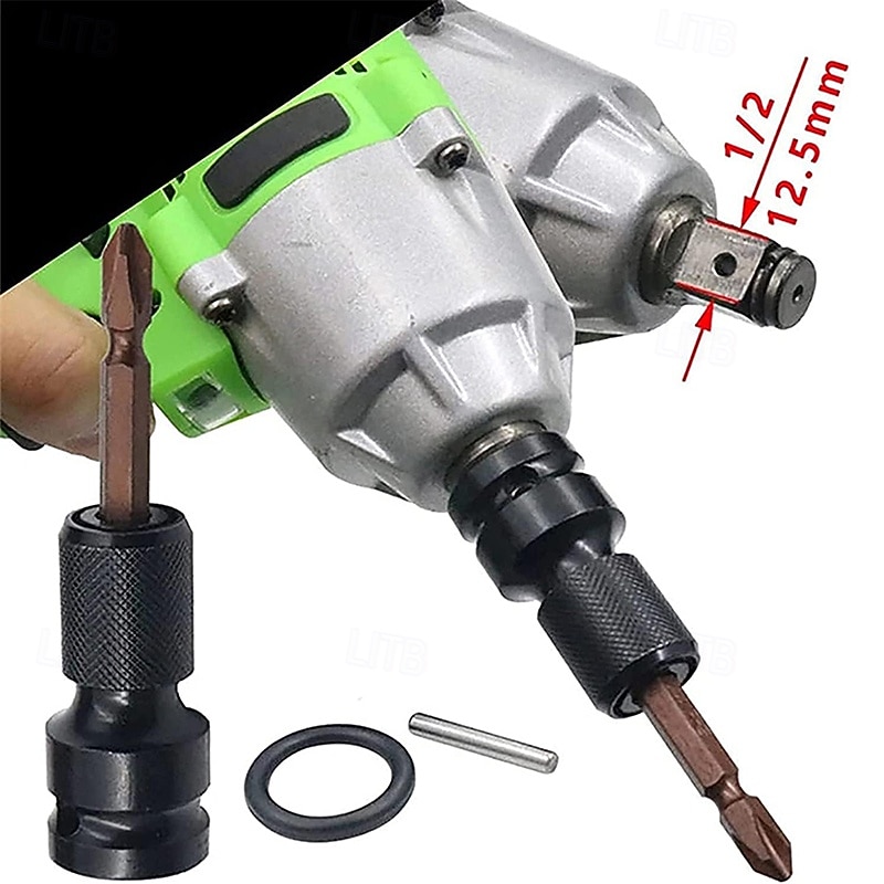 Adapter z napędem kwadratowym 1/2 cala na gniazdo sześciokątne 1/4 cala, adapter do uchwytu wiertarskiego do klucza udarowego pneumatycznego i elektrycznego, wiertarki udarowej, klucza grzechotkowego 2026 - $9.99 –P2