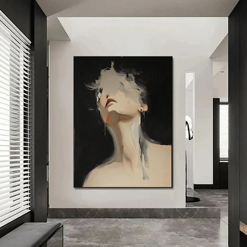 100% Handpainted Original Vague Texture Girl Wall Art Abstract Figure ...