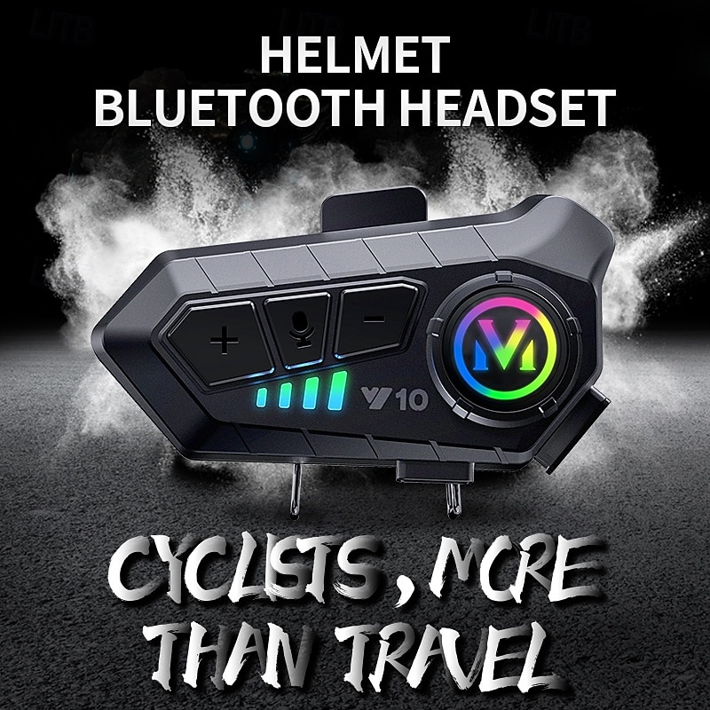 Motorcycle Helmet Bluetooth Headset Y10, Wireless Helmet Communication System with RGB Light, Noise Cancelling Speakers for Music & Hands-Free Calls, Waterproof for Motorcycling 2026 - $31.99 –P1