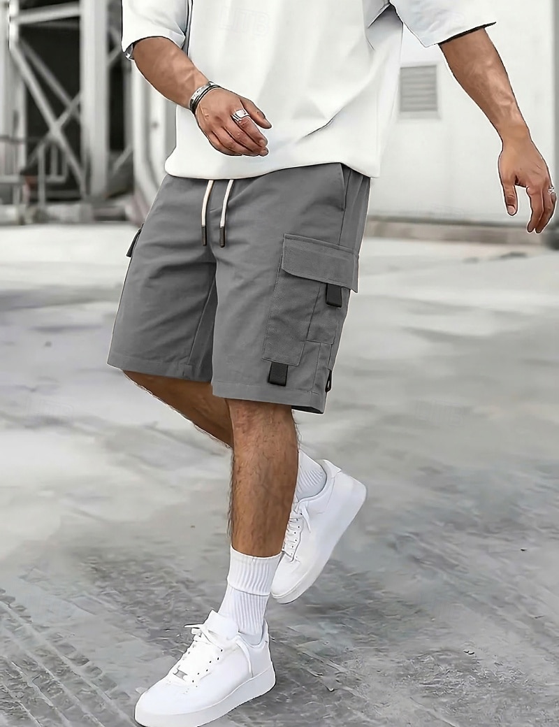 Voor heren Ladingbroek Cargoshorts Korte broek Casual korte broek Zak Elastische taille Effen Knielengte Casual Buiten Streetwear Modieus Streetwear Zwart Marineblauw Inelastisch 2026 - $22.99 –P11