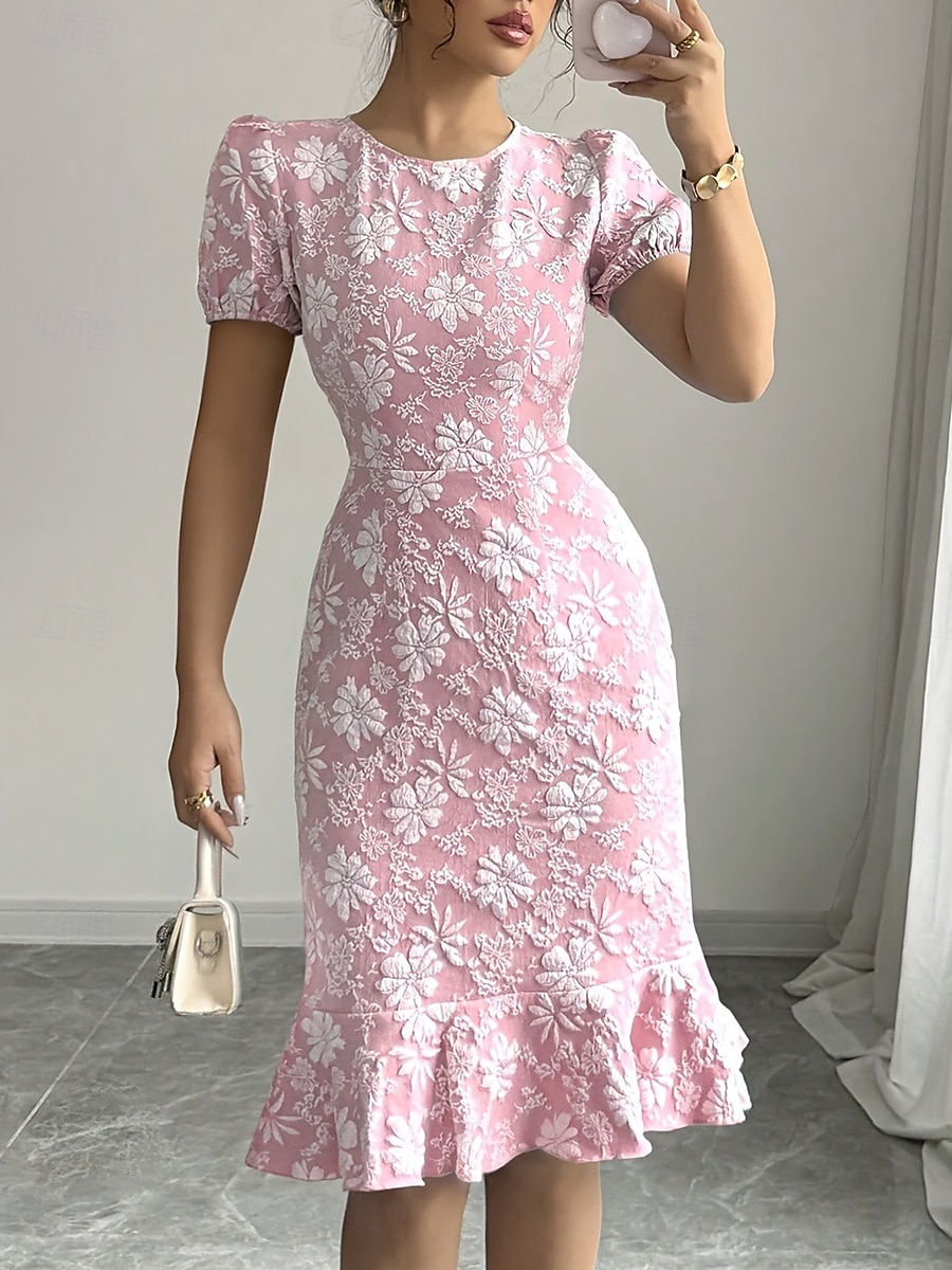 bodycon trumpet dress CREW TRUMPET MIDI DRESS PINK  Envy by Melissa Gorga