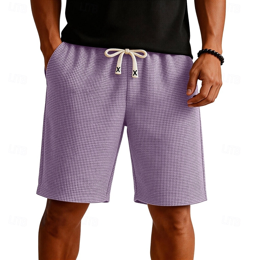 Herren Waffel-Shorts Shorts Sommershorts Freizeitshorts Patchwork Tasche Elastischer Bund Einfach Komfort Atmungsaktiv Knielang Lässig Outdoor Strand Urlaub Mode Blau Schwarz Mikroelastisch 2026 - $22.99 –P1