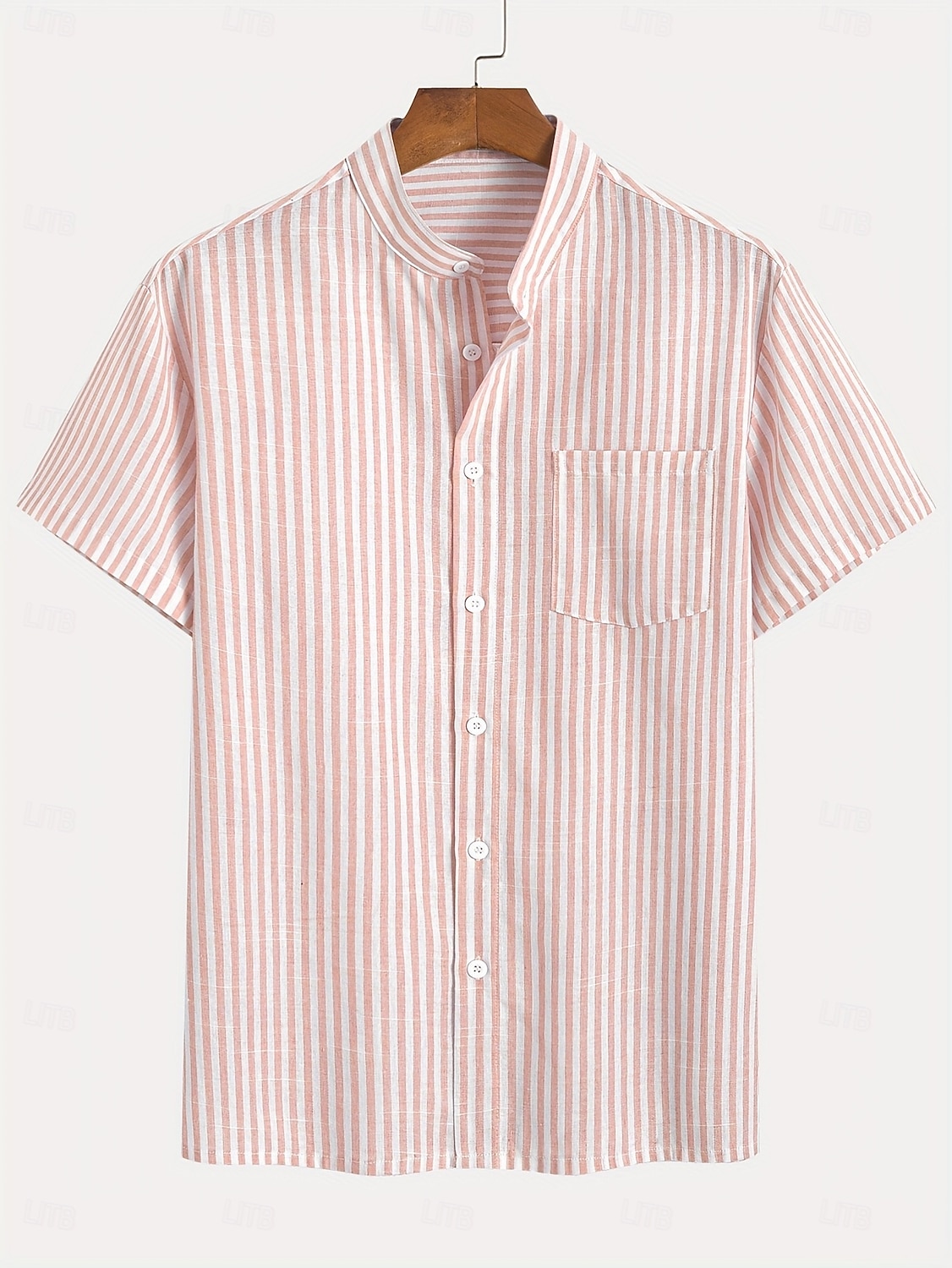 Hombre Camisa Camisa de lino Camisa de verano Camisa de playa Tiras verticales Casual Diario Azul Piscina Rosa Manga Corta Collar mandarín Verano Primavera Ropa 2026 - $26.99 –P6