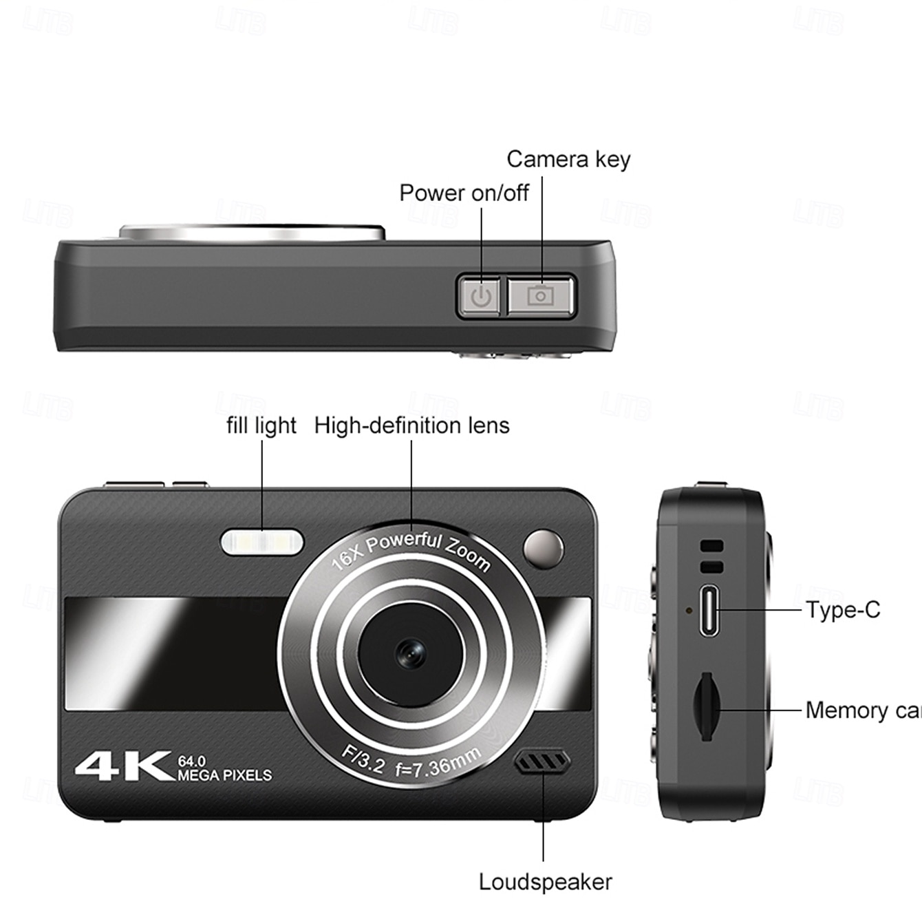 4K Digital Camera for Photography, 64MP Vlogging Camera for YouTube with 16X Zoom, Compact Point and Shoot Camera for Kids Teens Beginners Students, Portable Travel Camera with Fill Light 2026 - $51.99 –P15