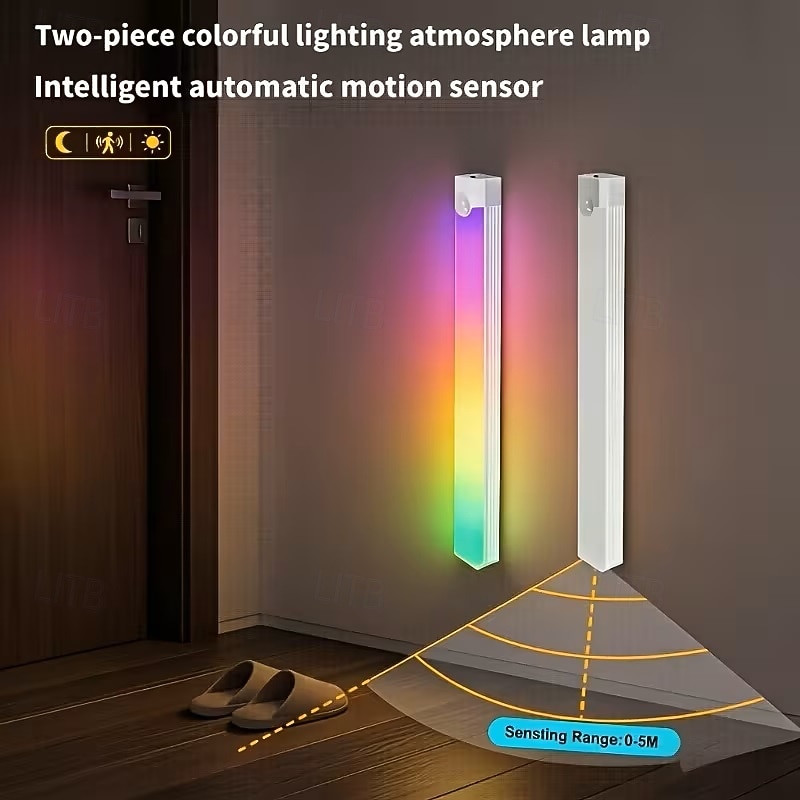 3PCS RGB Atmosphere Cabinet Light Charging Magnetic Induction LED Motion Sensor Night Light Wireless Cabinet Wardrobe Bedroom Lighting No Need To Drill Holes or Lay Wires Easy To Install 2026 - $23.99 –P4