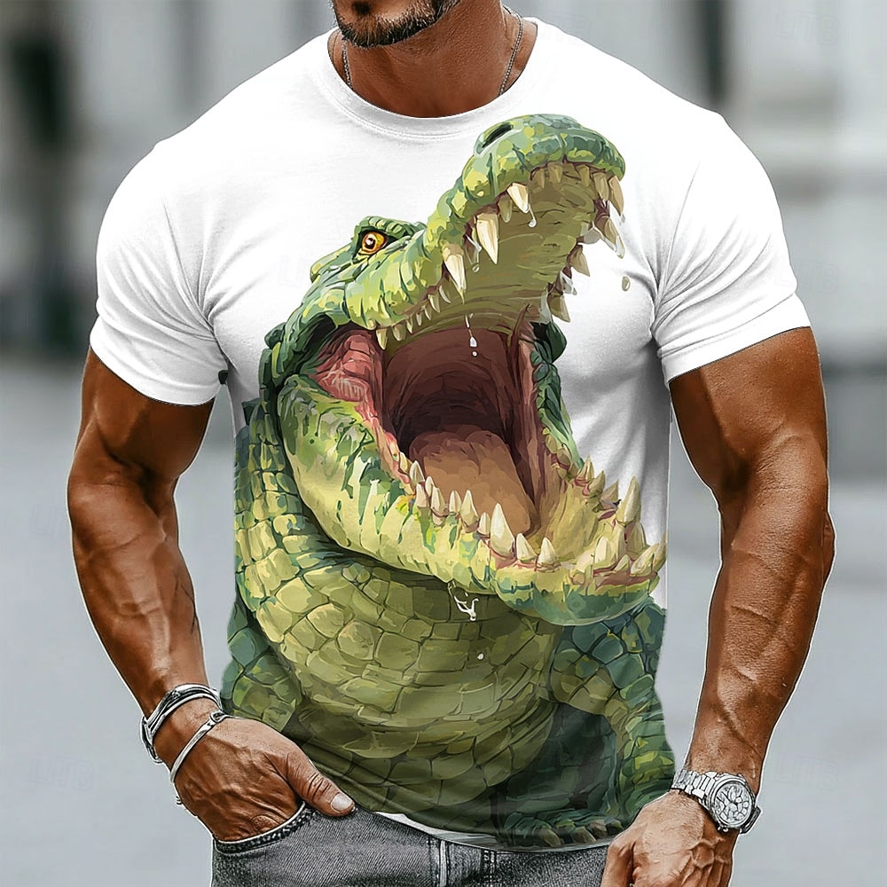 Men's Alligator Crocodile Open Mouth Sharp Teeth Funny Cool Streetwear Hip Hop Wildlife T Shirt Crew Neck Short Sleeve All Over Print Regular Fit Casual Street Wear Party Outdoor Designer Clothing App 2026 - $19.99 –P3