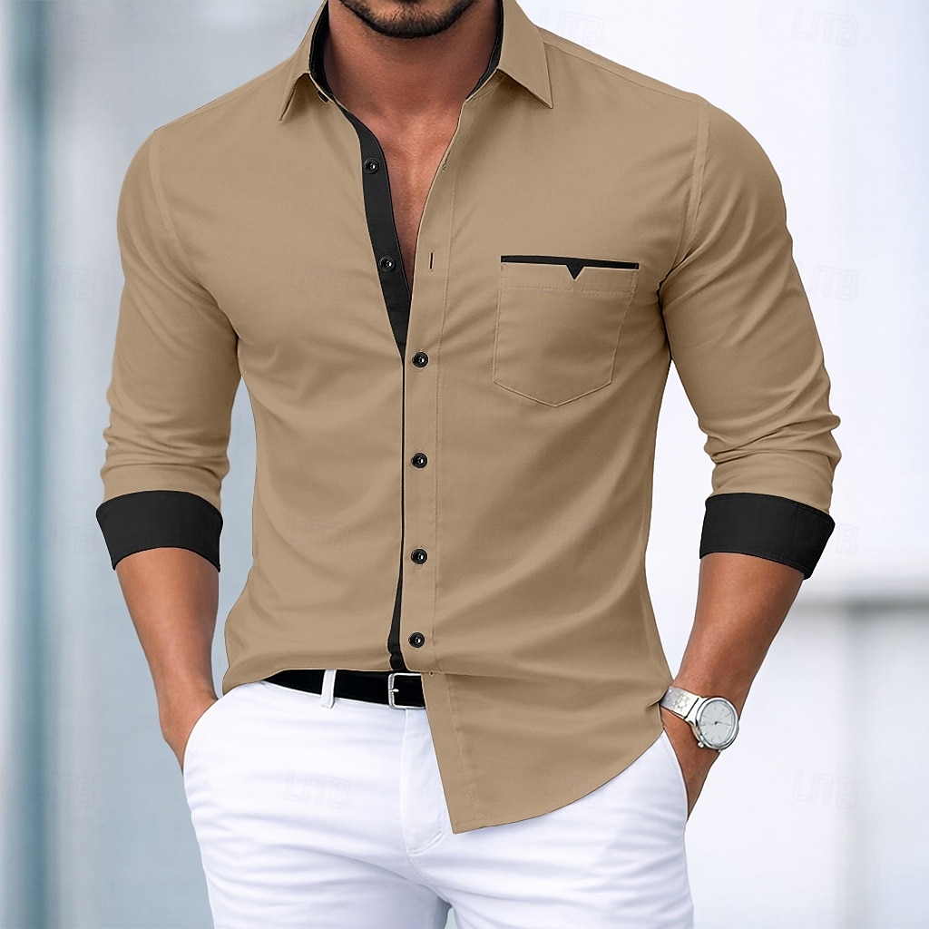 Ανδρικά Πουκάμισο Επίσημο Πουκάμισο Πουκάμισο με κουμπιά Μη σιδερένιο πουκάμισο Συνδυασμός Χρωμάτων Causal Καθημερινά Θαλασσί Λευκό Ροζ Χακί Μακρυμάνικο Απορρίπτω Άνοιξη Άνοιξη & Χειμώνας Ρούχα 2026 - $23.99 –P7