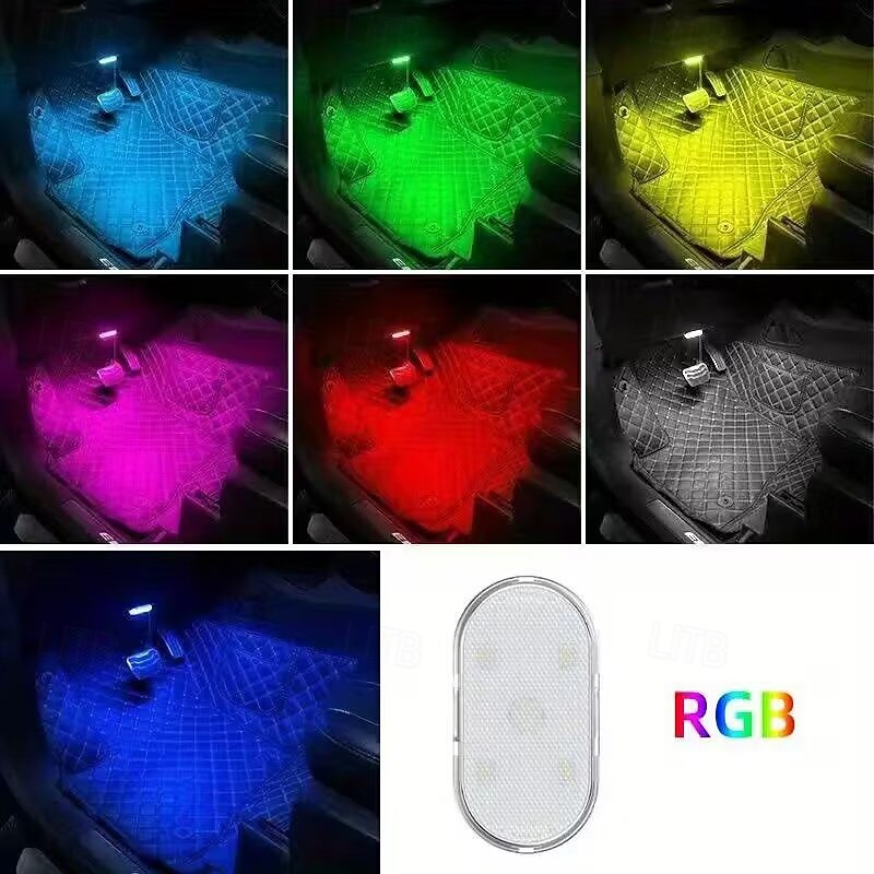 Lot de 4 lampes d'ambiance LED sans fil pour l'intérieur de voiture, rechargeables par USB, à capteur tactile et aimantées, pour plancher, portières et coffre, étanches et compactes, disponibles en de 2026 ? $19.99 –P2