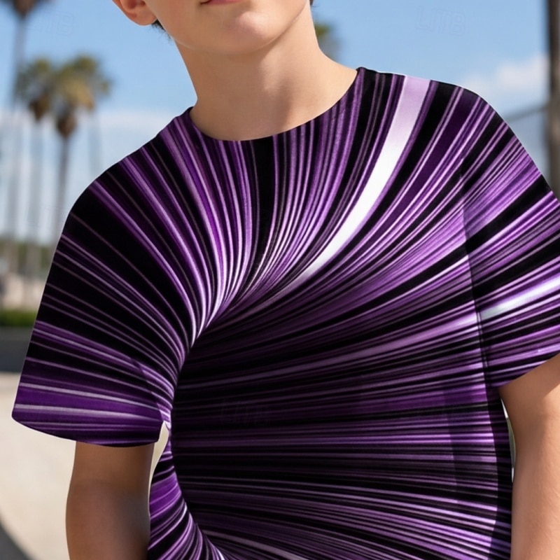 Garçons 3D Graphique Géométrique Illusion d'optique T-shirt Manche Courte Impression 3D Été Printemps Sports Mode Streetwear Enfants 4-12 ans Col Rond Occasionnel Quotidien Extérieur Coupe régulière de 2026 ? $14.49 –P5