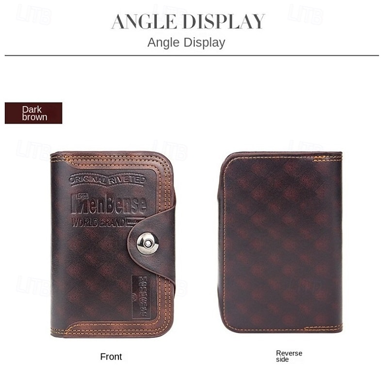 2 Pack Men's Wallet Vintage Retro Bifold PU Leather Purse, Distressed Riveted Short Wallet with Snap Button Closure, Card Holder for Men Boyfriend Father Gift, Brown/Charcoal 2026 - $17.99 –P11