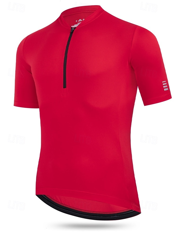 Męskie Koszulka rowerowa Jeden kolor Krótki rękaw Rower Dżersej Top z 3 tylnymi kieszeniami Odporny na UV Szybkie wysychanie Kieszeń na plecach Odvádí pot Sport Czarny Biały Czerwony Odzież 2026 - $26.99 –P4