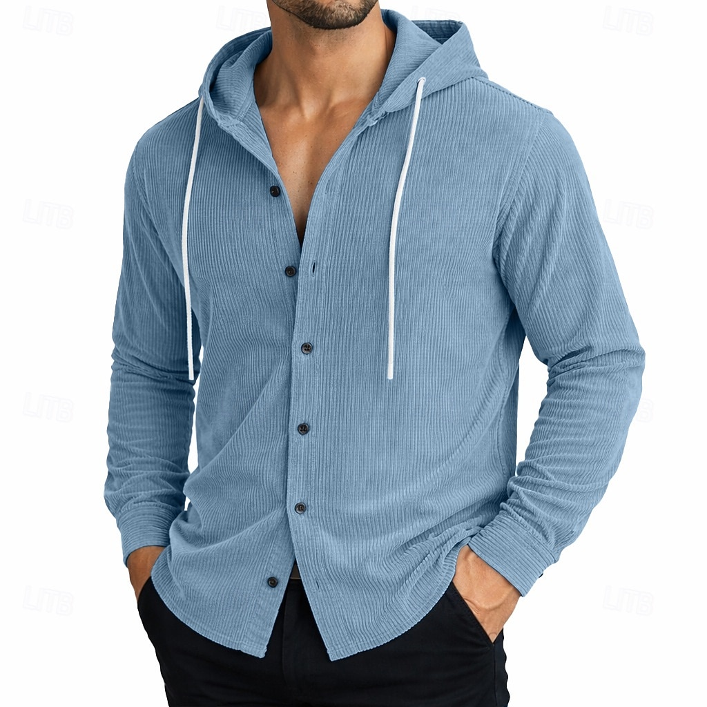Hombre Camisa Camisa casual Camisa de Pana Abotonar la camisa Negro Blanco Verde Claro Rojo Azul Marino Manga Larga Plano Con Capucha Casual Diario Con Capucha Ropa Elegante Moda Casual 2026 - $31.99 –P9
