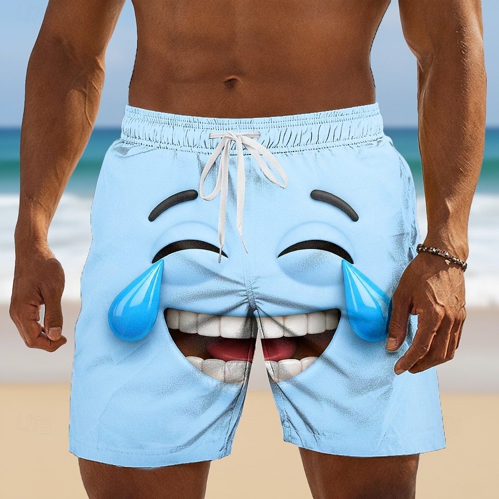 Voor heren 3D-cartoon Grappig Lach gezicht Lange zwembroeken Badpakken Zwembroeken Boardshorts Medium Taille Retro vintage Strandvakantie Zijzakken Mesh voering Elastische tailleband met trekkoord 2026 - $20.99 –P3