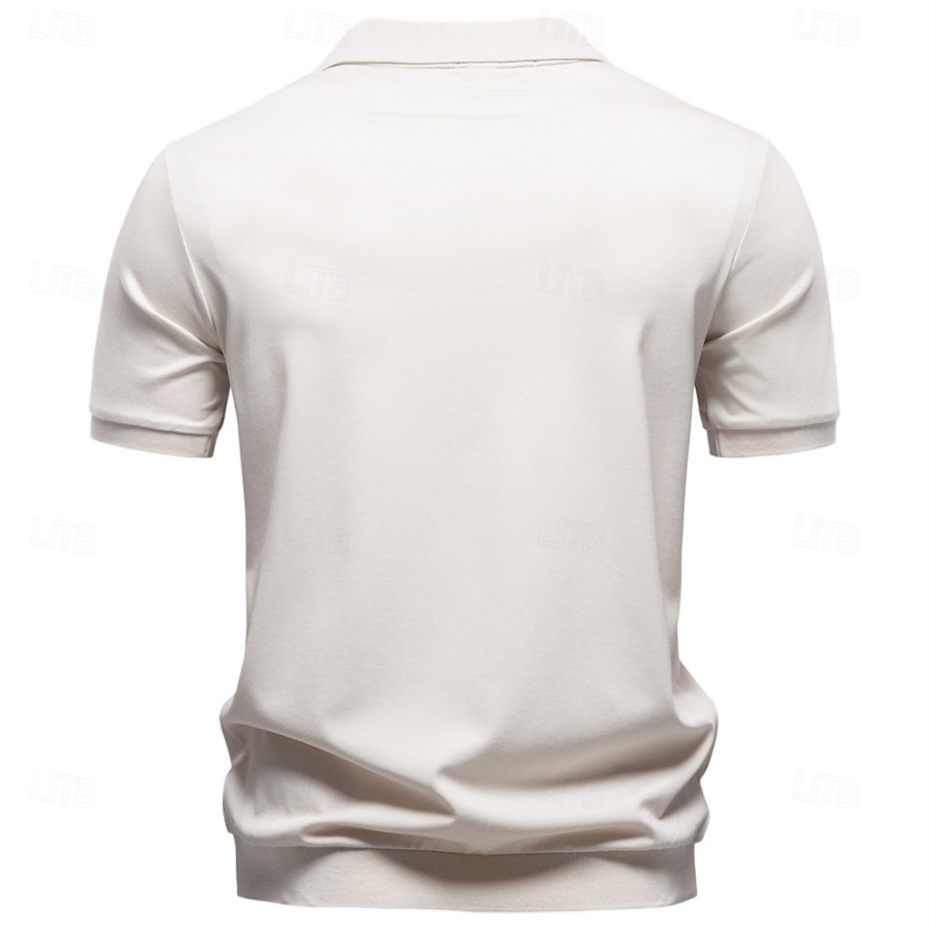 Bărbați Polo Tricouri polo Casual Stradă Rever Manșon scurt De Bază Modern Simplu Ușor Nasturi Vară Primăvară Fit regulat Albastru piscină Negru Alb Maro Bej Polo 2026 - $26.99 –P8