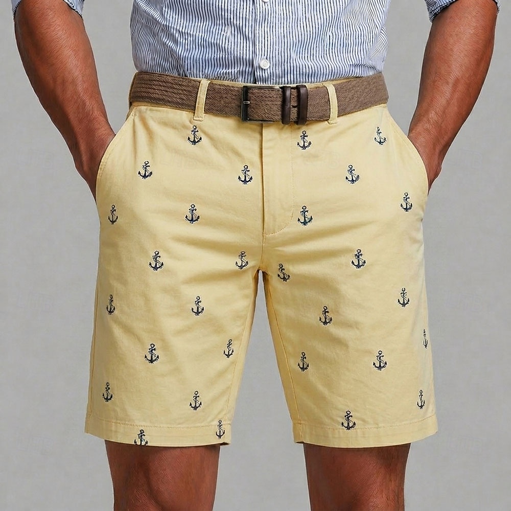 Men's Nautical Anchor Bermuda Shorts Casual Shorts Golf Shorts Mid Waist Business Casual Work Beach Sports Outdoor Flat Front Shorts with 4 Pockets Designer Clothing Apparel 2026 - $25.99 –P3