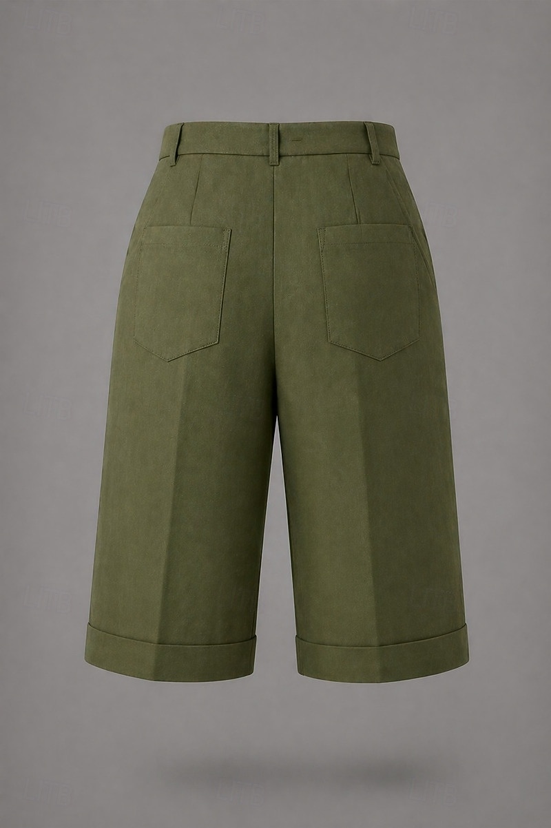 Damskie Spodnie capri Szorty Lniane szorty Letnie szorty Moda Podstawowy Formalny Do kolan Średia talia Równina Kieszeń Elastyczny pas Prosta noga Lekki Wygodny Oddychający Nieelastyczny Codzienny 2026 - $22.99 –P13