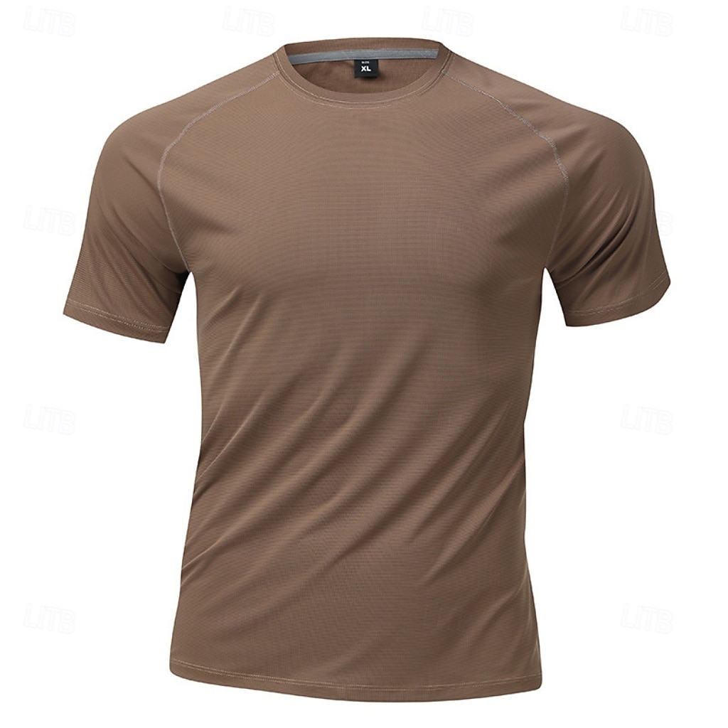 Hombre Camiseta Camisa manga corta Camiseta superior Manga Corta Cuello Barco Verano Primavera Color sólido Ropa de calle Elegante Básico Secado rápido Delgado Diario Exterior Vacaciones Café 2026 - $21.99 –P11