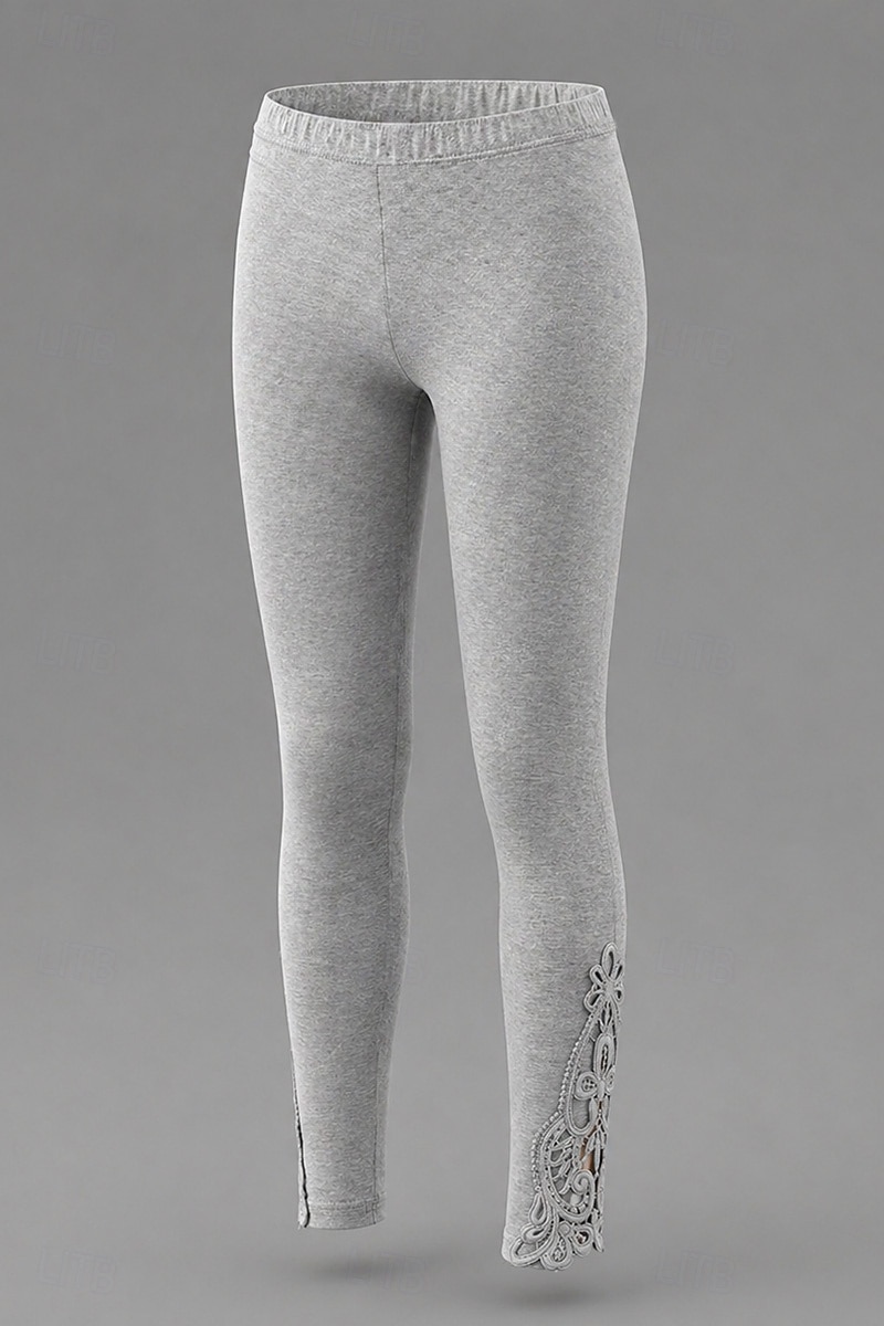 Damen Leggings Capri-Shorts Gemütliche Leggings Mode Küsten-Oma-Stil Wadenlang Einfarbig Spitze Komfort Dehnbar Alltagstauglich Schwarz Weiß Grau 2026 - $29.99 –P3