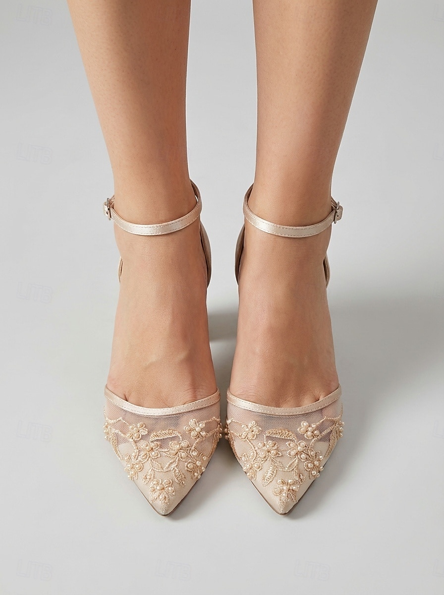 Women's Champagne Embroidered Block Heel Pumps – Elegant Cocktail Party Dress Shoes 2026 - $64.99 –P3