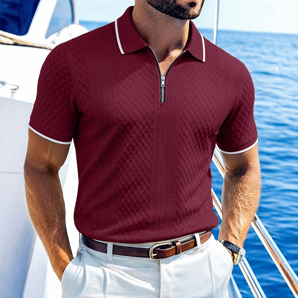 Miesten Polo Poolopaidat Kausaliteetti Katu Kauluskäänne Lyhythihainen Perus Moderni Geometrinen Tavallinen Kevyt Napit Kesä Kevät Loose Fit Musta Valkoinen Viini Laivaston sininen Tumman vihreä Khaki 2026 - $22.99 –P18