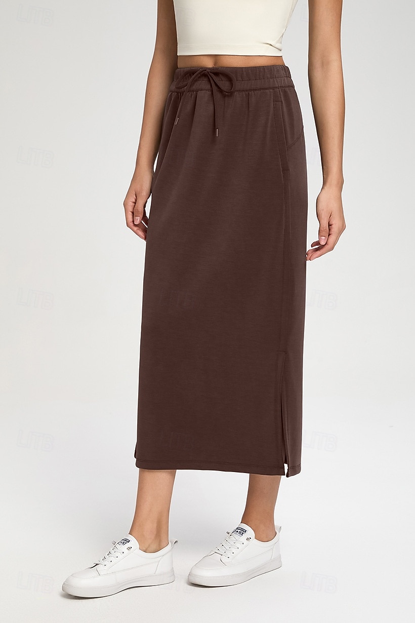 Dames Tennis- en golfrokken Casual Midi Hoge taille Rokken Rekbaar Fitness Grafietgrijs Gedistilleerde koffie Wit Lente 2026 - $43.99 –P6