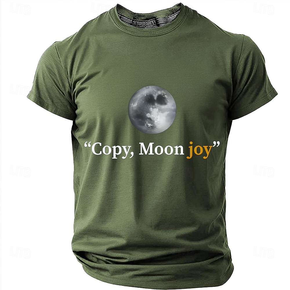 Men's "Copy, Moon joy" Full Moon Graphic T Shirt Short Sleeve Crew Neck Astronomy Space Lover Sarcastic Humor Quote Teal Blue Relaxed Fit Birthday Gift Designer Clothing Apparel 2026 - $18.99 –P15