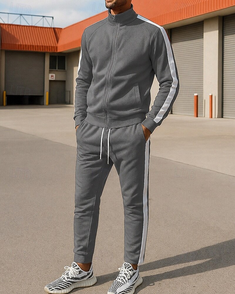 Ανδρικά Φόρμα Στολή τρεξίματος Σετ Φόρμας Πλήρες φερμουάρ Συνδυασμός Χρωμάτων Ρούχα σύνολα Φθινόπωρο & Χειμώνας Μαύρο Κίτρινο Για Υπαίθρια Χρήση Ταξίδια Αθλητικά Ζεστό Μακρυμάνικο Αθλητισμός 2026 - $47.99 –P9