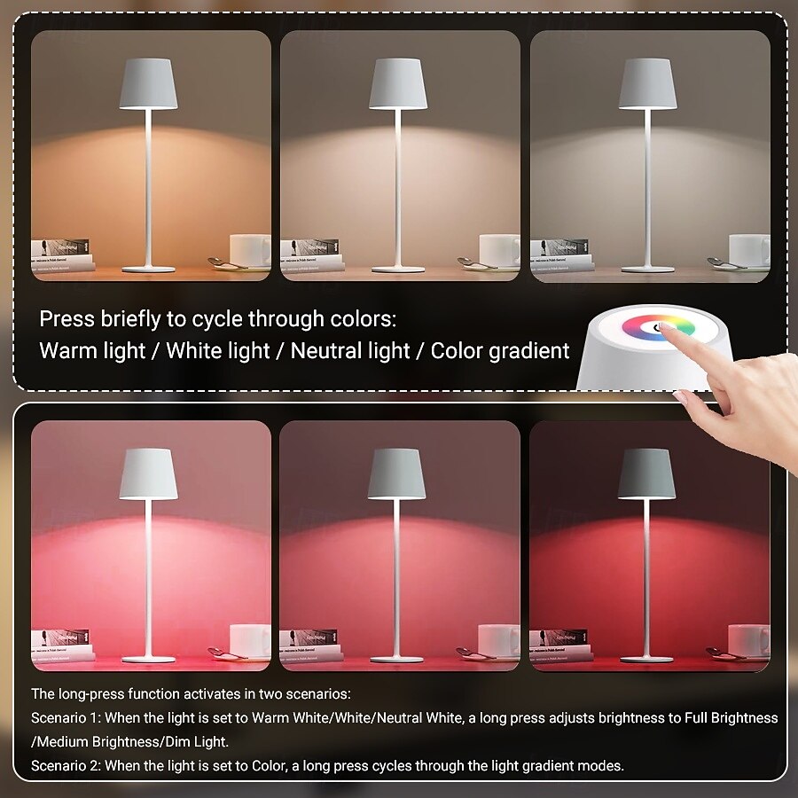 LED Reading Desk Lamp New Modern French Style Eye-Friendly  Rechargeable, RGB, Long Battery Life, Home Use, Living Room & Bedroom, Touch Dimming & Color Adjustment, Ambient Light Decorative Accent, 2026 - $23.99 –P5