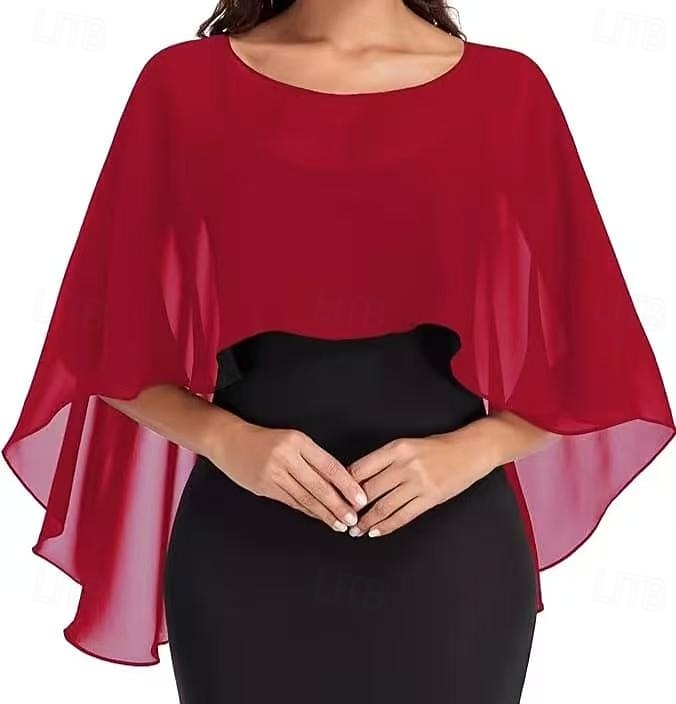 Damesomslag Bolero Moeder Wraps Bruids Wraps Wraps voor bruiloftsgasten Elegant Dames Formele Stijl Mouwloos Chiffon Bruiloftsomslagen Met Pure Kleur Voor Dagelijks Lente zomer 2026 - $34.99 –P4