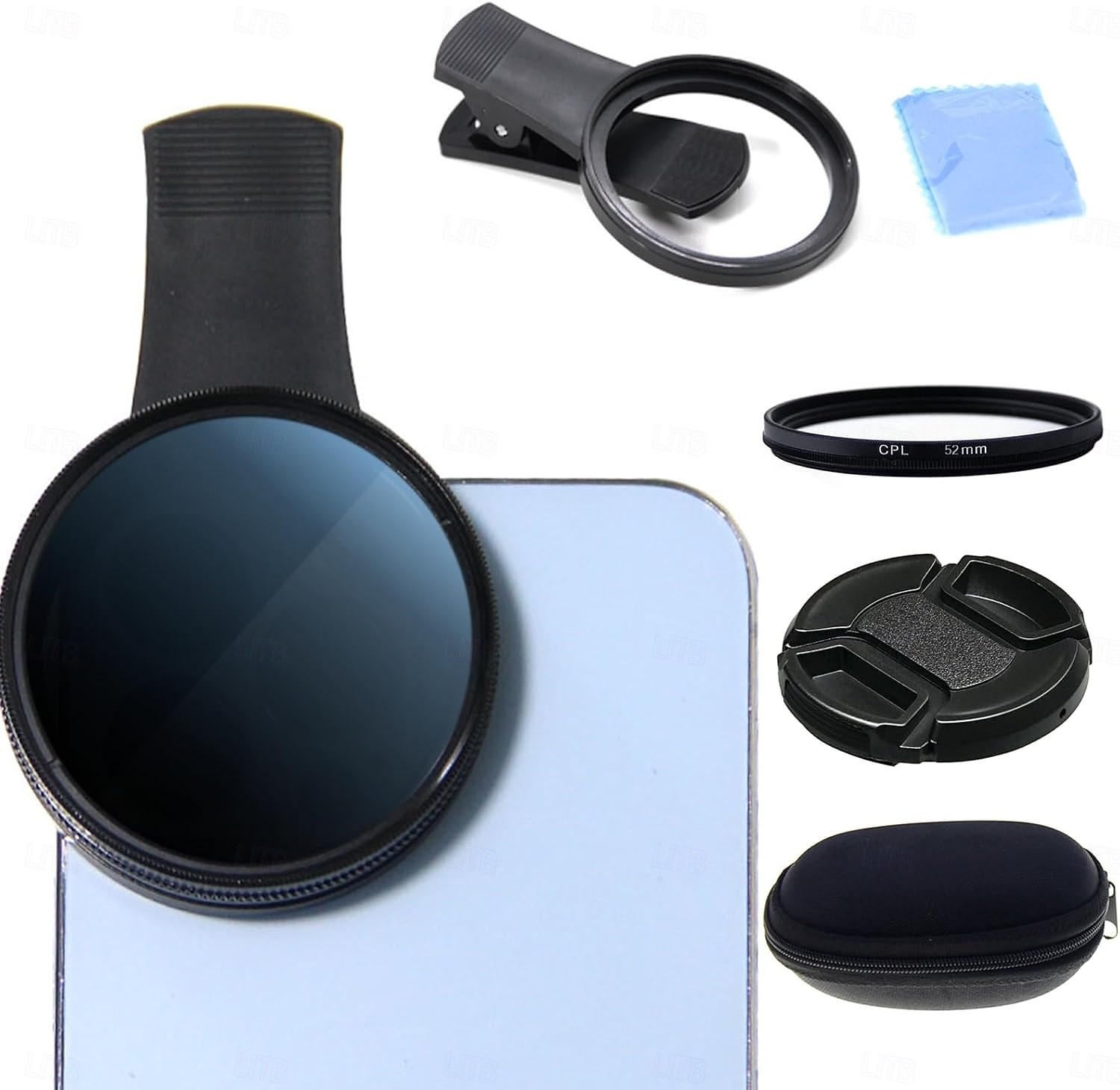 Sada filtrů 52mm s nacvakávacím filtrem pro fotoaparát s CPL, kruhový polarizační filtr, kompatibilní s většinou mobilních telefonů, obsahuje pouzdro a klip. &čisticí hadřík 2026 - $16.99 –P1