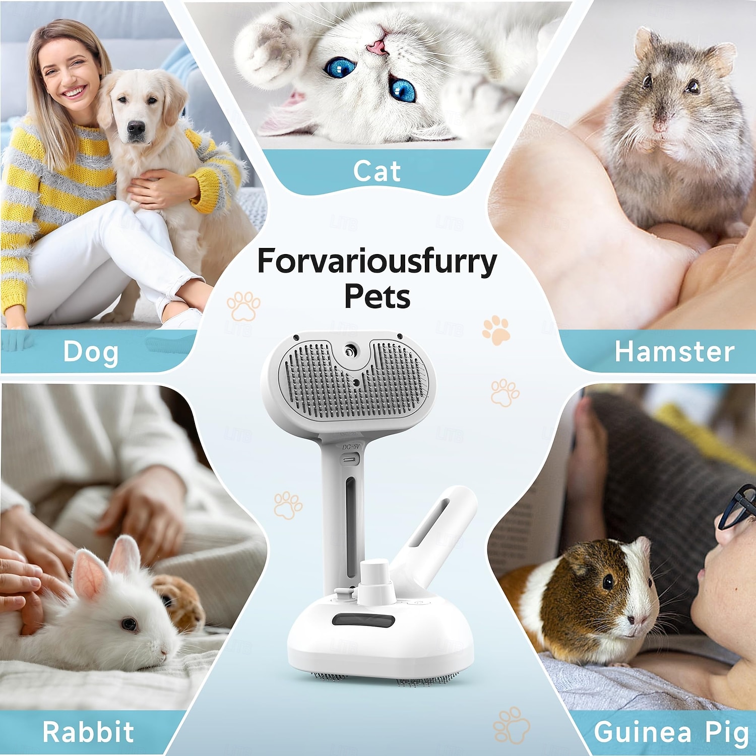 Perie de îngrijire pentru animale de companie cu spray electronic - instrument delicat pentru îndepărtarea nămolului pentru pisici &Perie cu abur pentru câini și animale de companie, reduce 2026 - $13.99 –P6