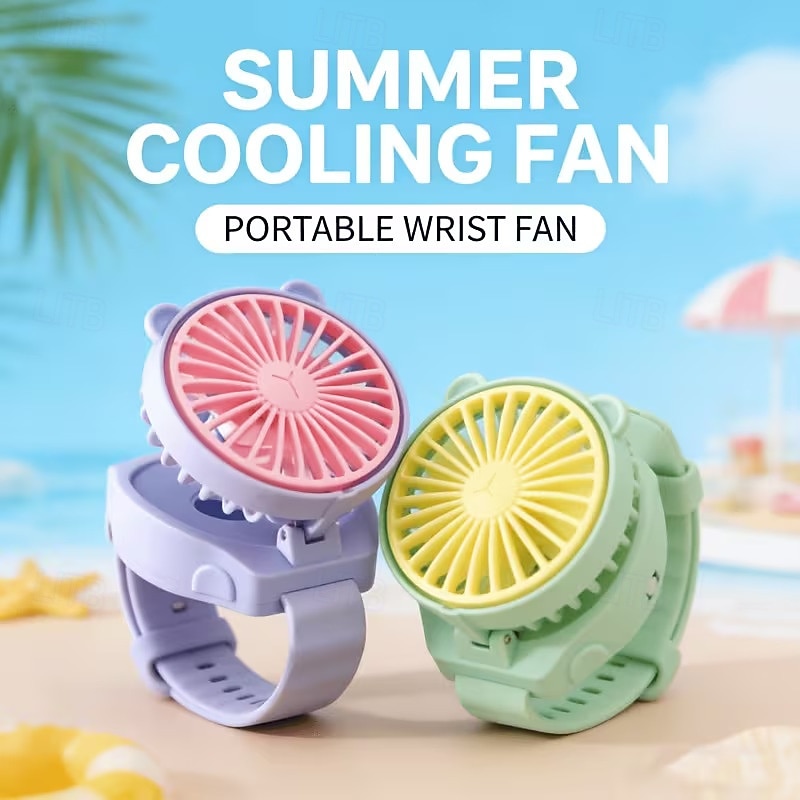 Přenosný náramkový ventilátor pro děti, nositelný osobní ventilátor s hodinkami pro dívky a chlapce, USB dobíjecí mini ventilátor s nastavitelným úhlem, malý hands-free ventilátor do školy, na cesty, 2026 - $16.99 –P1